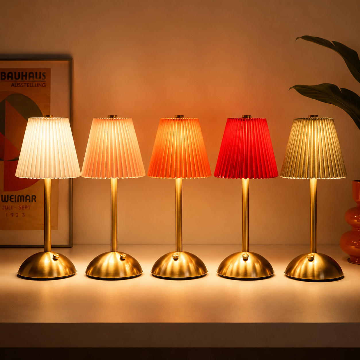 Moderne plissierte LED-Tischlampe, Touch-Steuerung