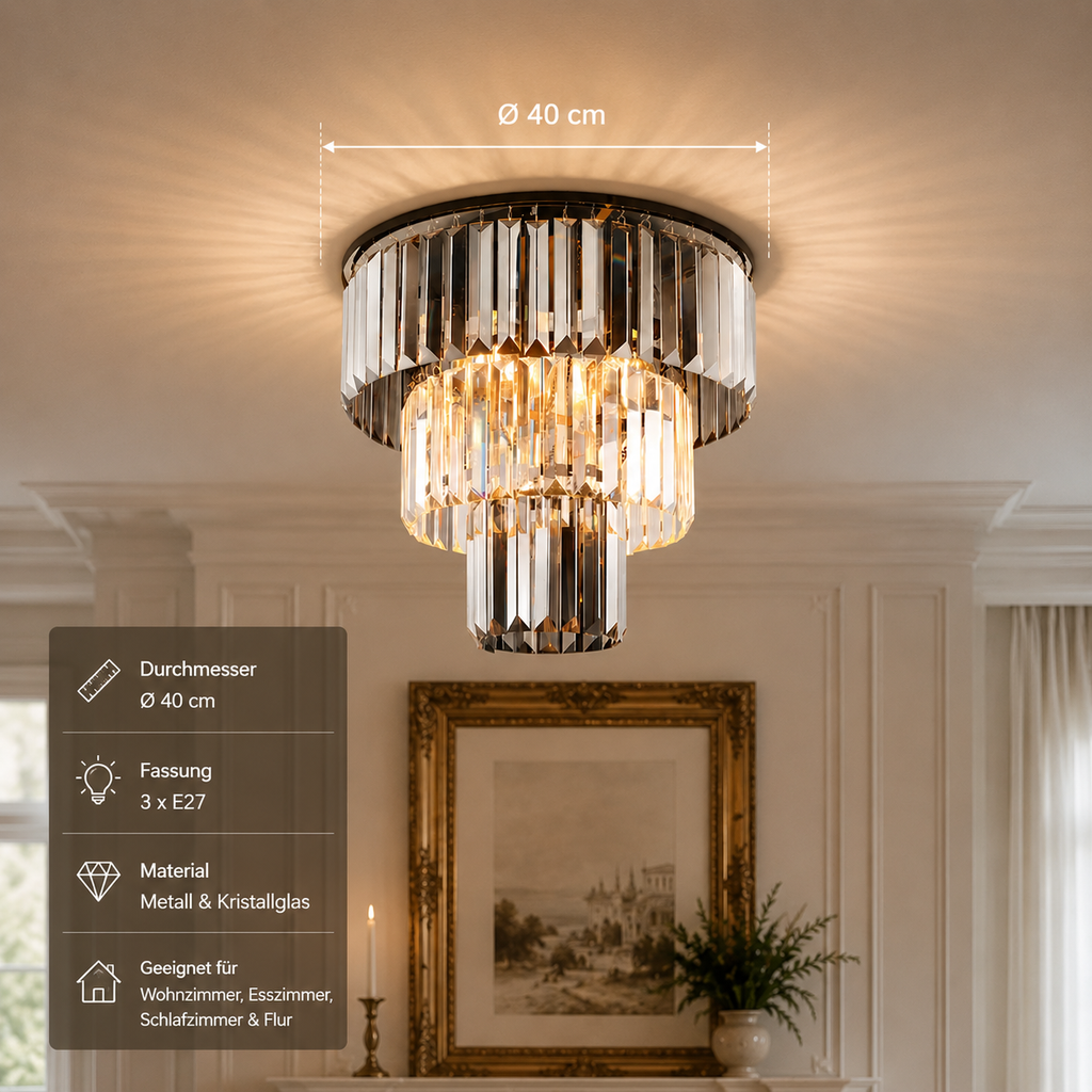 Luxus Kronleuchter Designer Deckenlampe für Wohnzimmer & Schlafzimmer