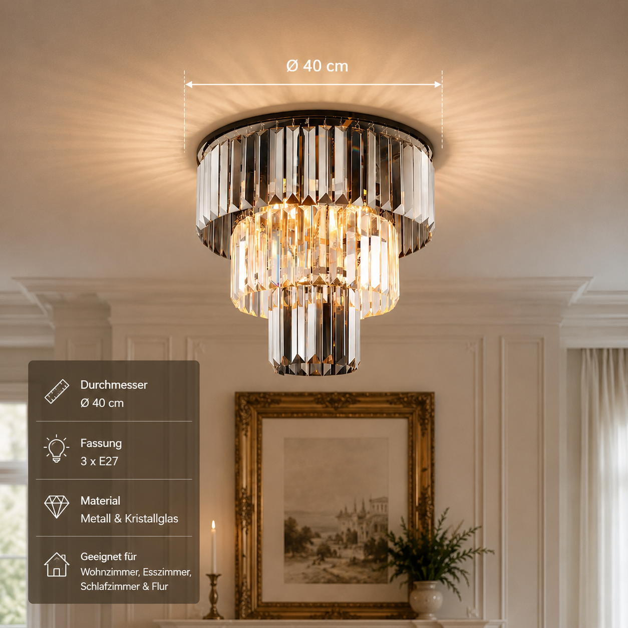 Luxus Kronleuchter Designer Deckenlampe für Wohnzimmer & Schlafzimmer
