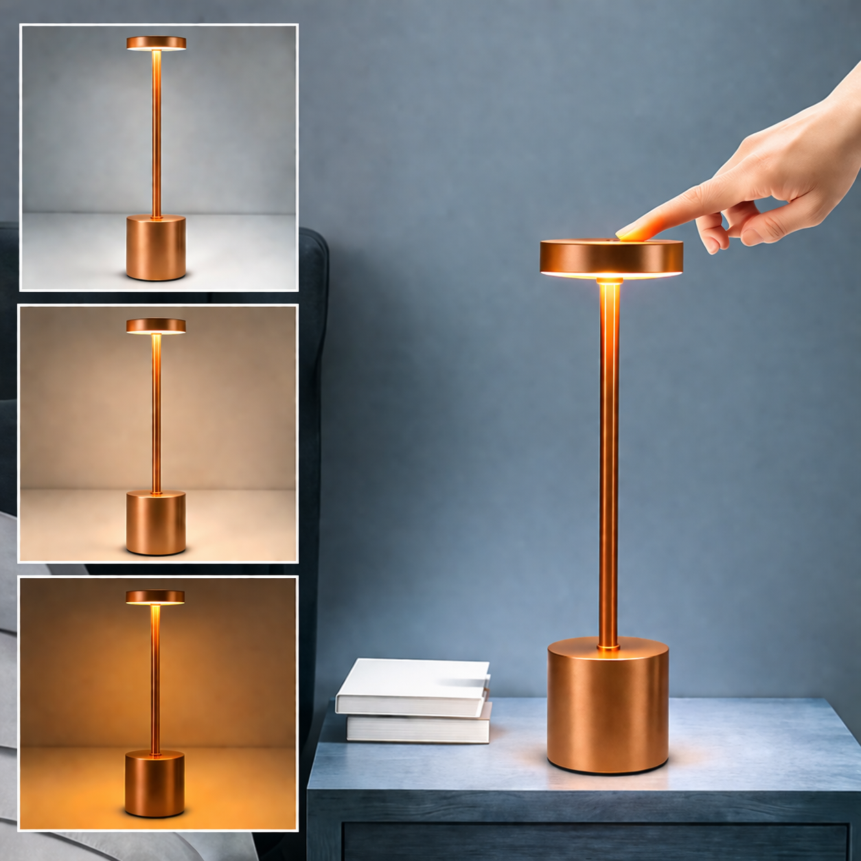 Luxus Lampe LED Tischlampe - Aufladbare Kabellose Dimmbare Metall Lampe - Moderne Design Lampe - Elegantes Ambiente Licht