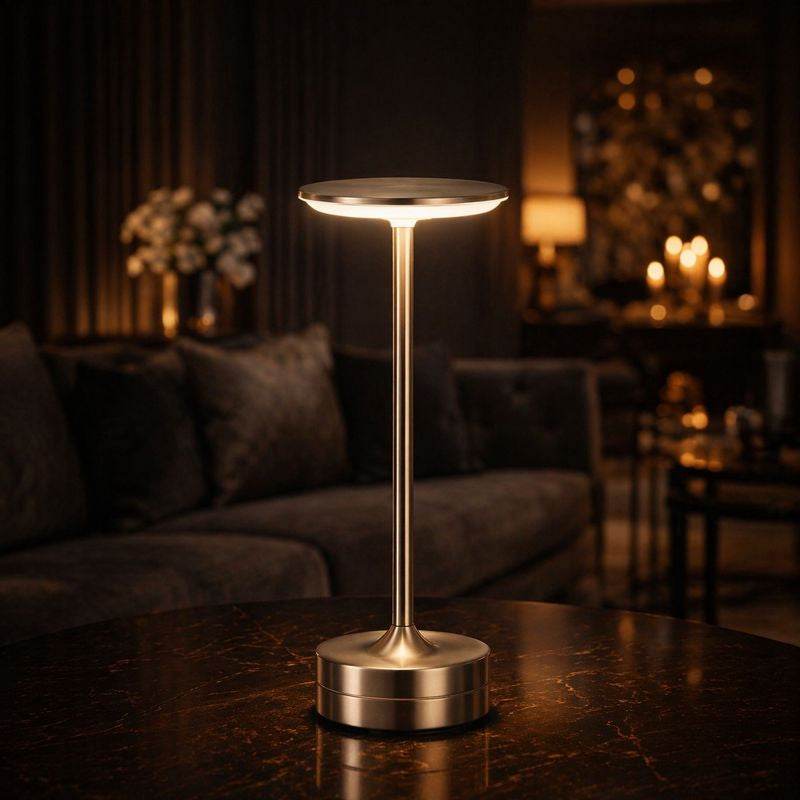 LED Lampe Wohnzimmer Stehlampe - Aufladbare Kabellose Akku Tischlampe - Moderne Design Lampe - Elegantes Ambiente Licht