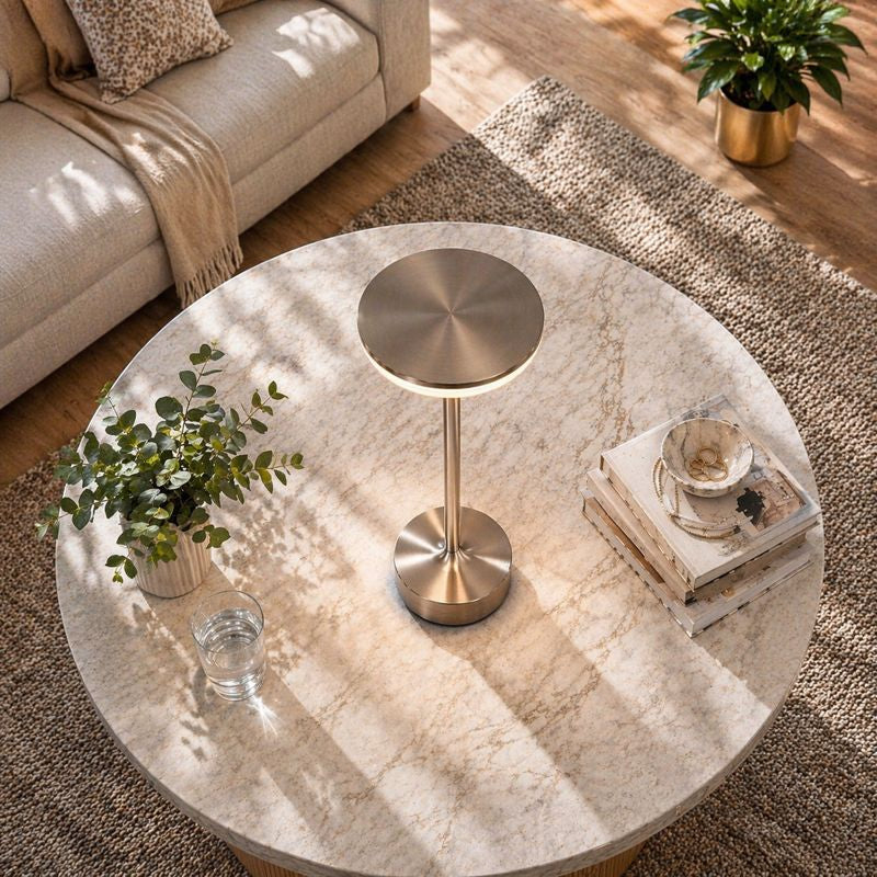 LED Lampe Wohnzimmer Stehlampe - Aufladbare Kabellose Akku Tischlampe - Moderne Design Lampe - Elegantes Ambiente Licht