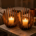 Tischdekoration 2er-Set Blazing Lotus Form Dekorative Teelichter Holzform, Handgefertigtes Aussehen, Atmosphäre für Zuhause