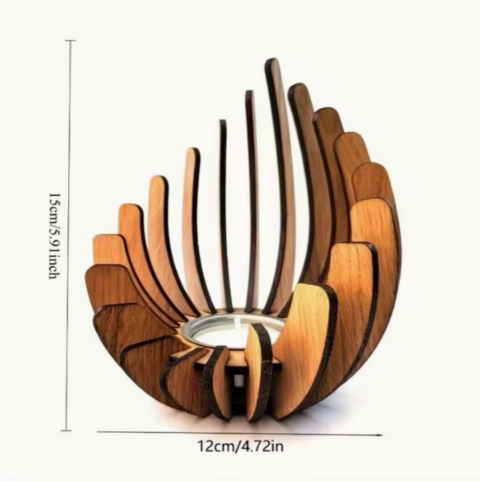 Tischdekoration 2er-Set Blazing Lotus Form Dekorative Teelichter Holzform, Handgefertigtes Aussehen, Atmosphäre für Zuhause