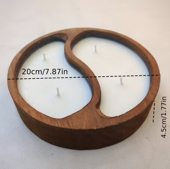 Yin Yang Kugelkernleuchte aus Holz, Duftkerze aus Sojawachs, einzigartige Wohnkultur