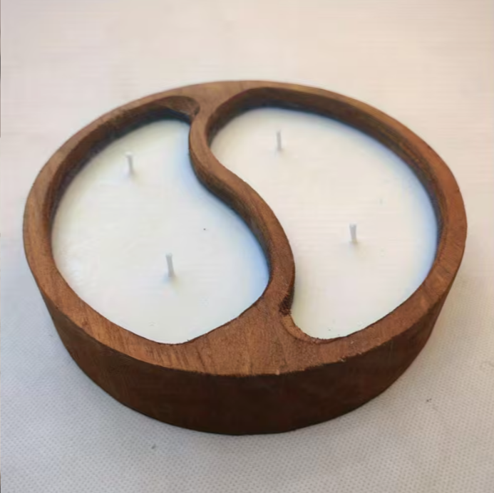 Yin Yang Kugelkernleuchte aus Holz, Duftkerze aus Sojawachs, einzigartige Wohnkultur